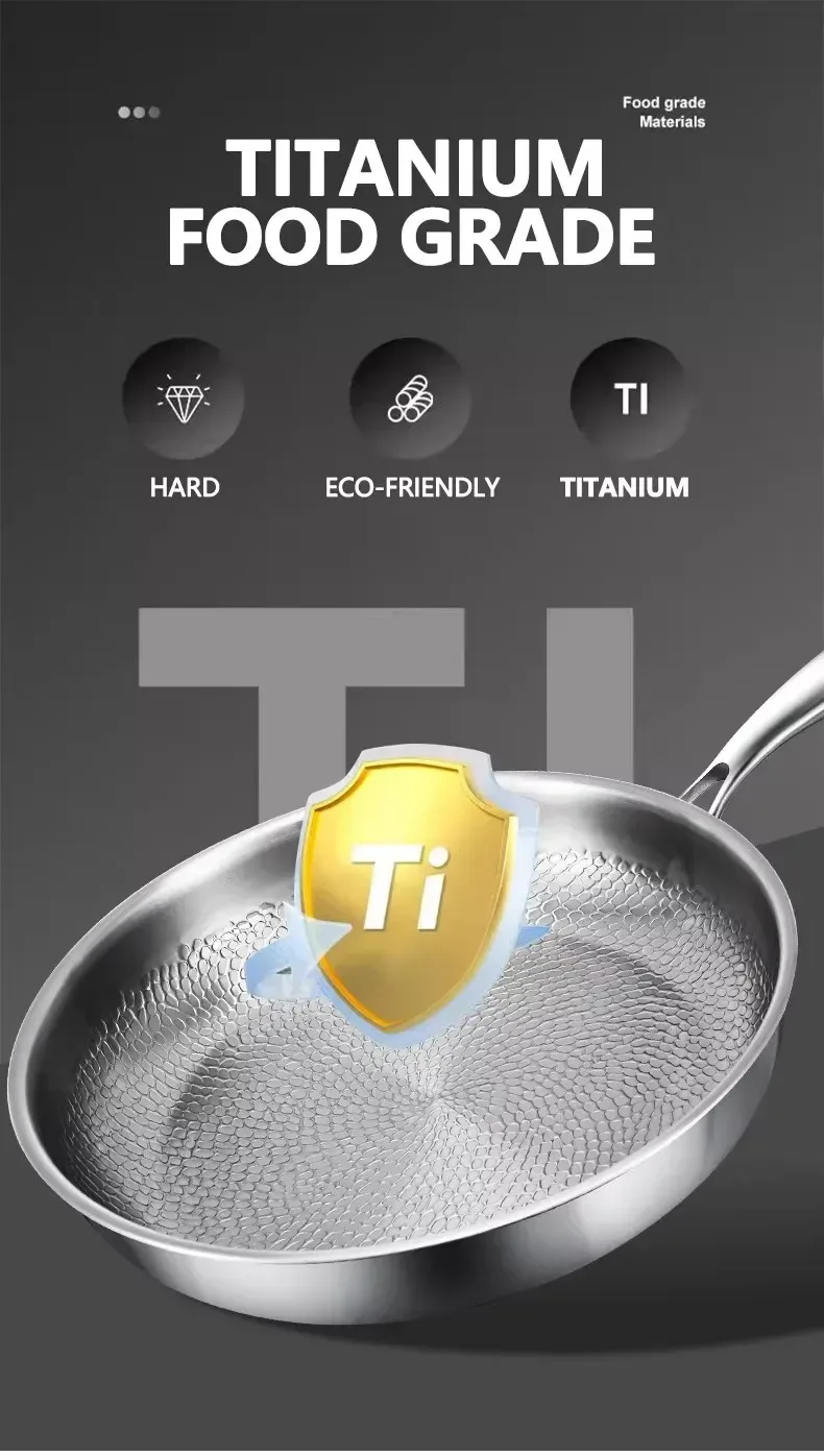 food grade titanium alloy cooking surface of the frying pan
