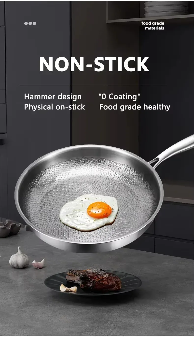 egg releasing from the uncoated hammered titanium frying pan