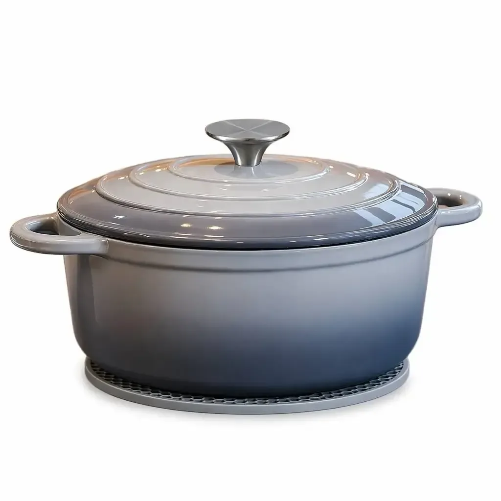 grey ombre Dutch oven with two side handles