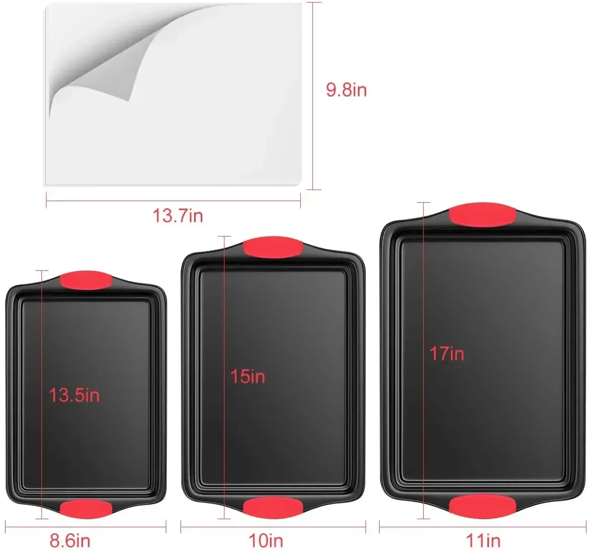 dimensions of the small, medium and large nonstick cookie sheets