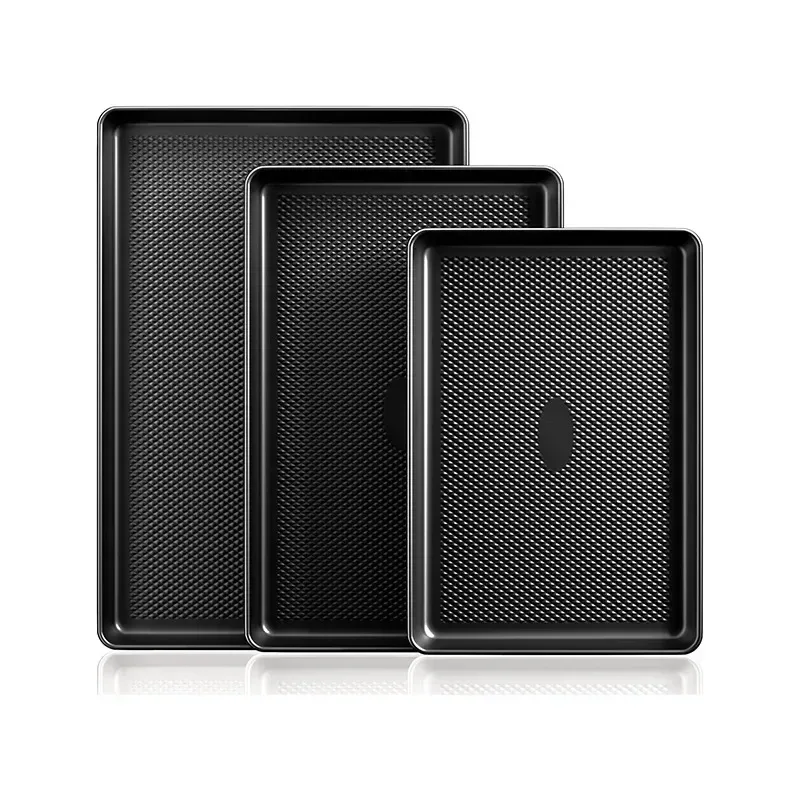 raised diamond texture on the black nonstick baking sheets