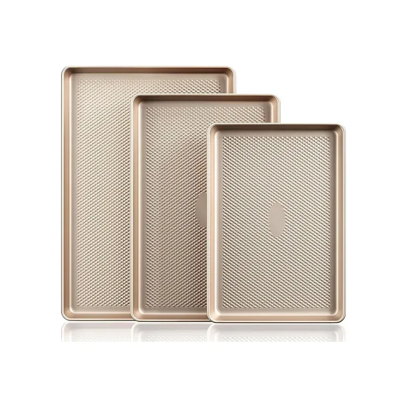 champagne nonstick baking sheets with textured surface