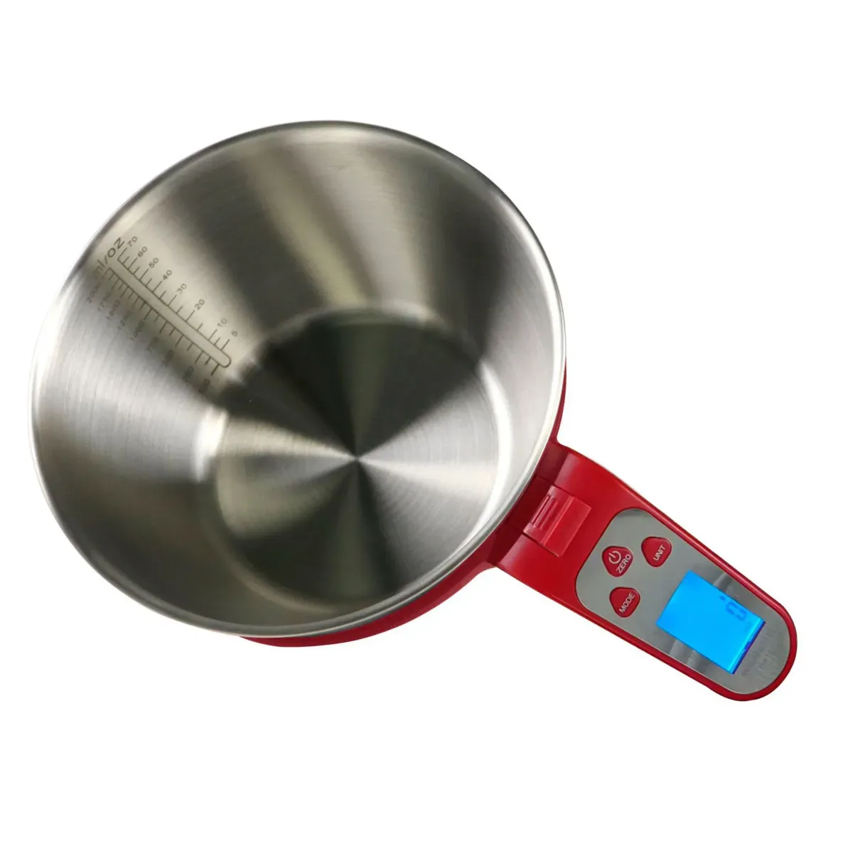 red measuring cup kitchen scale