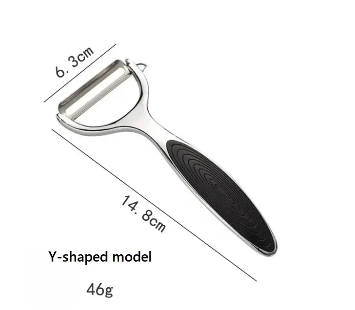 Y-shape vegetable peeler size: 14.8 cm long, 6.3 cm wide, 46 g