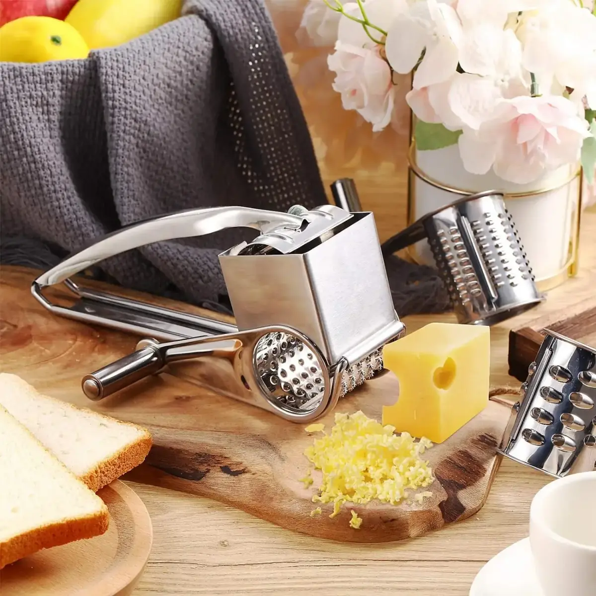 compact stainless steel rotary cheese grater