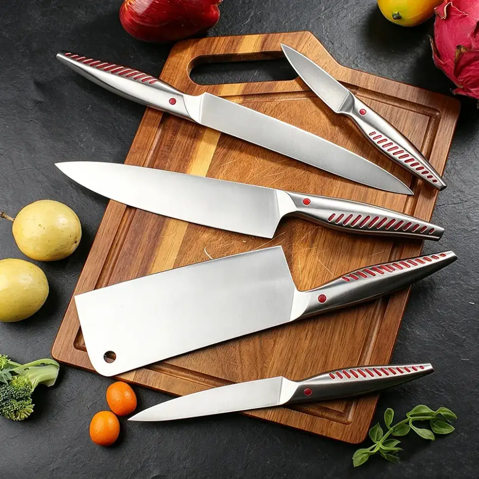 cleaver, chef knife, slicing knife, utility knife and paring knife