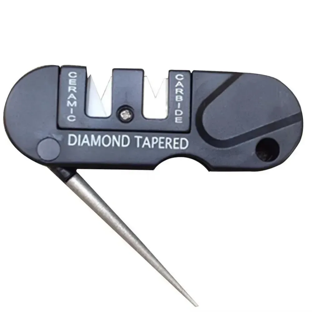 carbide and ceramic sharpening slots of the pocket knife sharpener