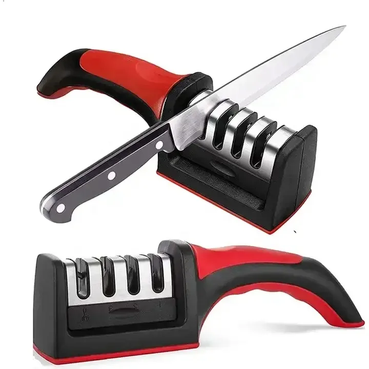 manual knife sharpener with long rubber handle