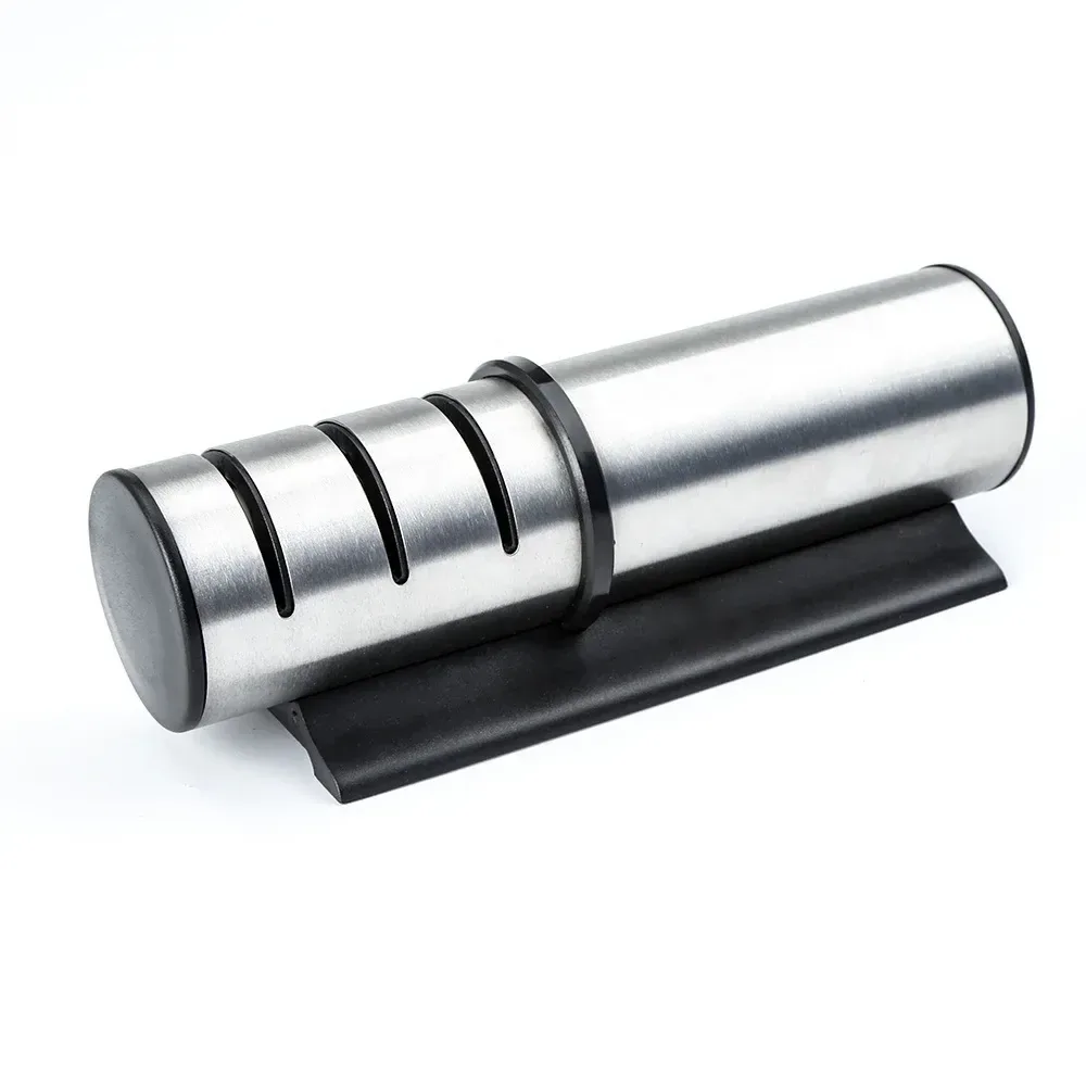 stainless steel knife sharpener on its flat non slip base