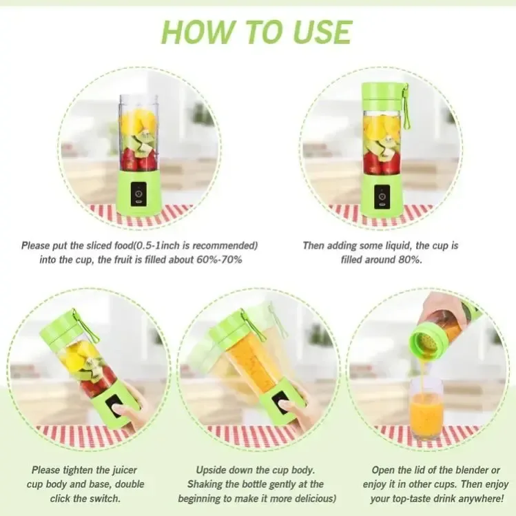portable blender parts and size: 380 ml cup, 9 in tall, 3 in wide
