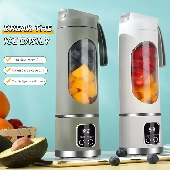 portable juice blender cup with 450 ml capacity that breaks ice