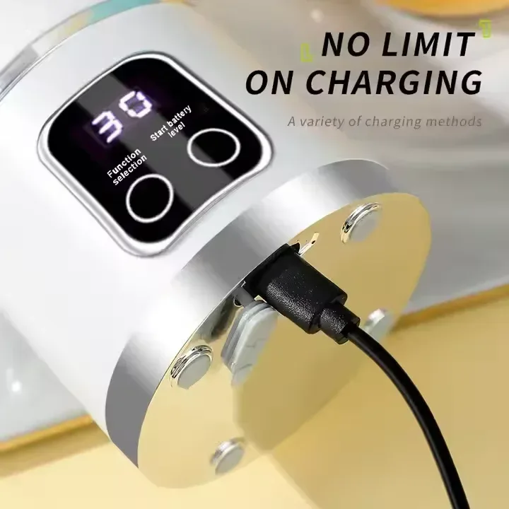 USB charging port and digital display of the juice blender cup