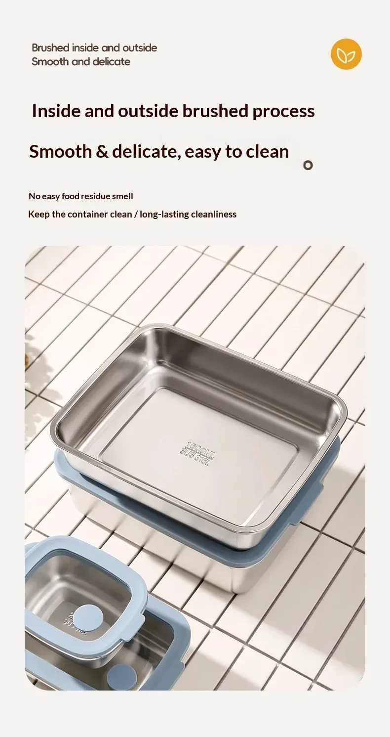 brushed 316 stainless steel food storage container inside and out