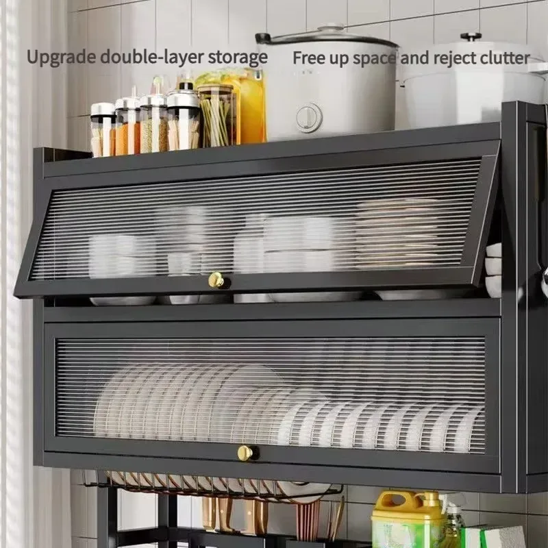 double layer over sink dish rack with fluted door panels